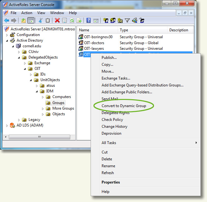 Convert a Basic Group Into a Dynamic Group (CornellAD Group Management